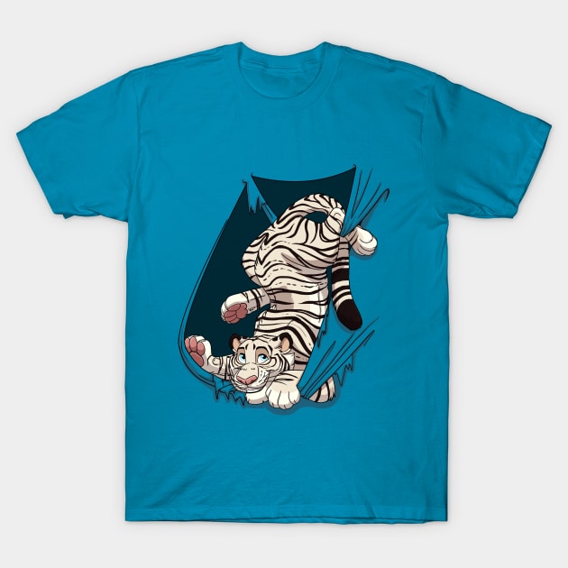 Mischievous White Tiger T-Shirt by mithmeoi